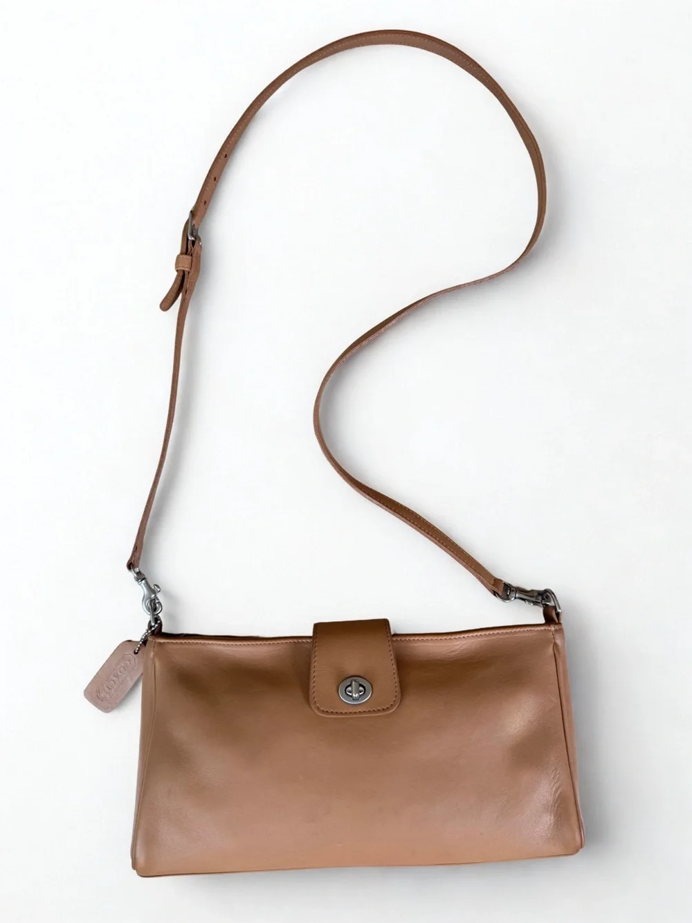 Coach Tan Leather Crossbody Shoulder Bag 9818
